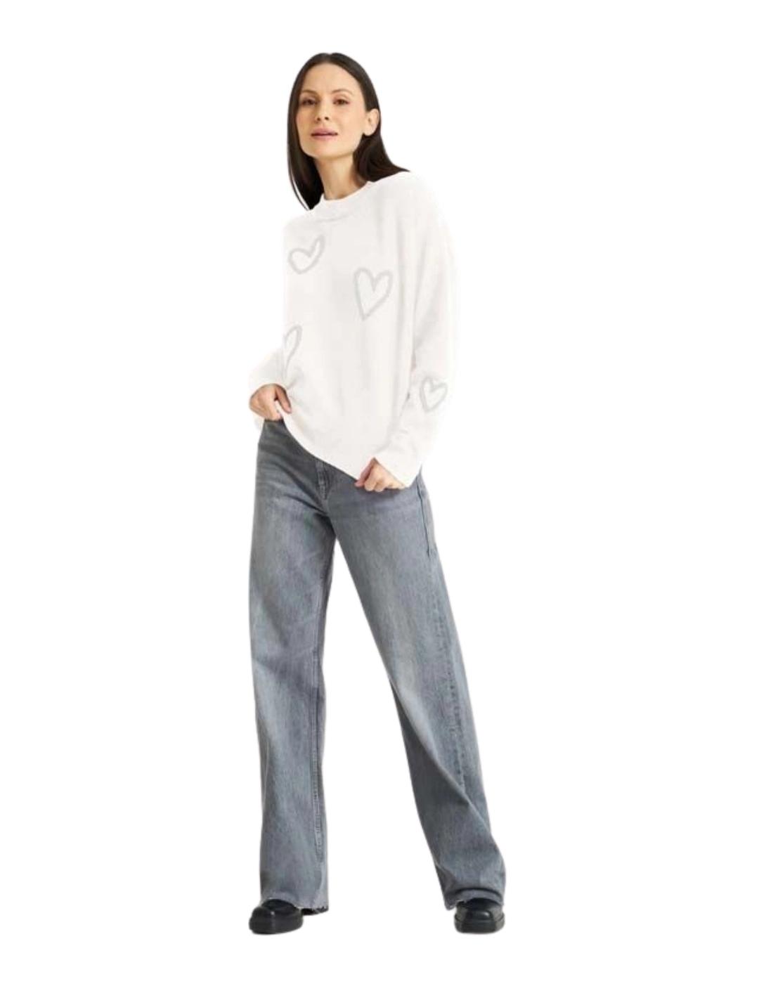 Frieda Jersey Blanco corazones