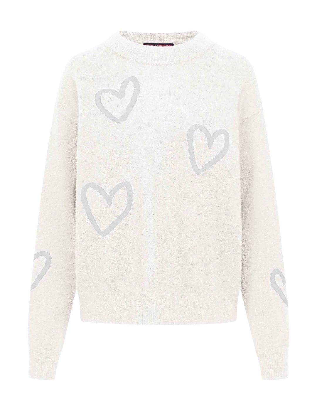 Frieda Jersey Blanco corazones
