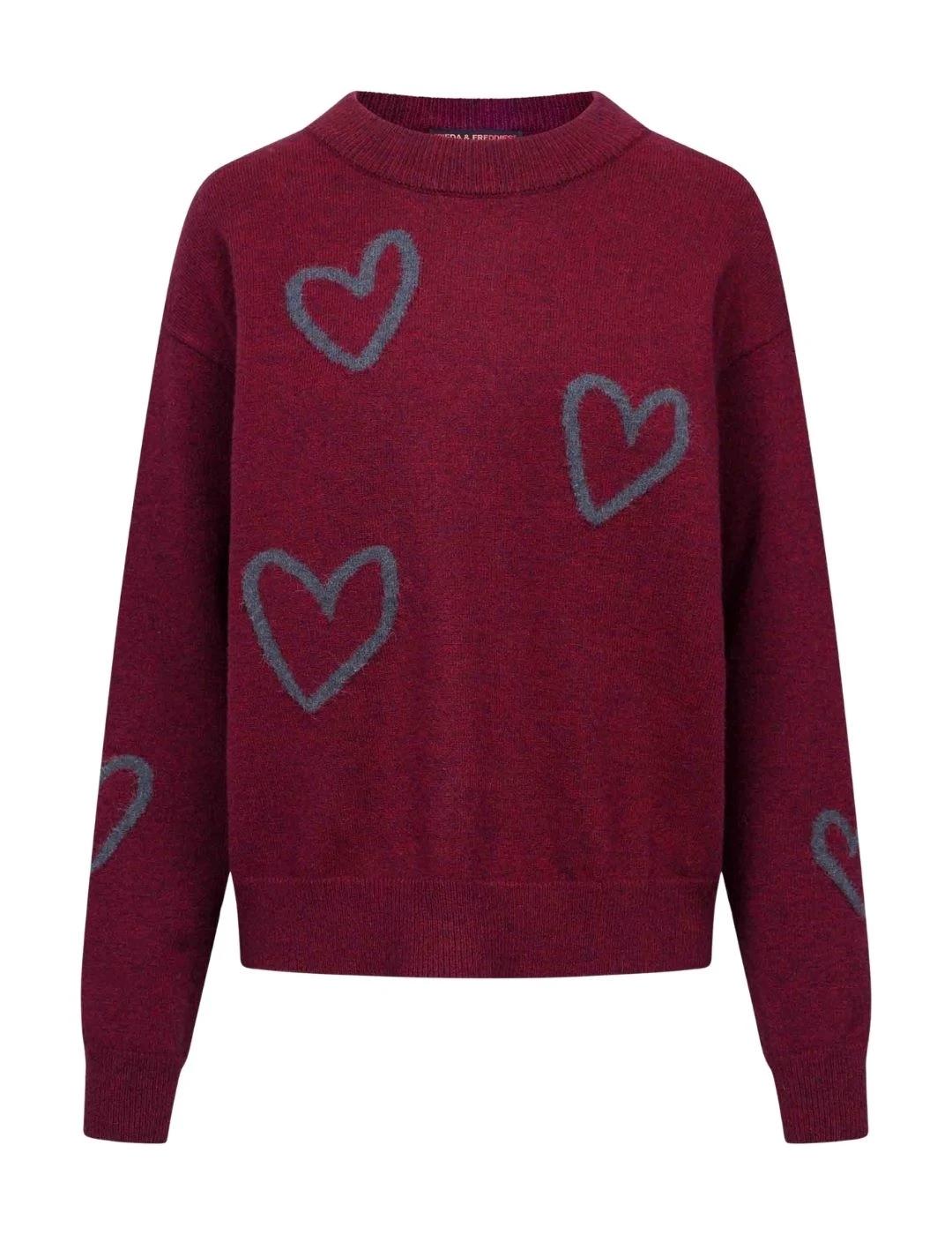 Frieda Jersey Granate corazones