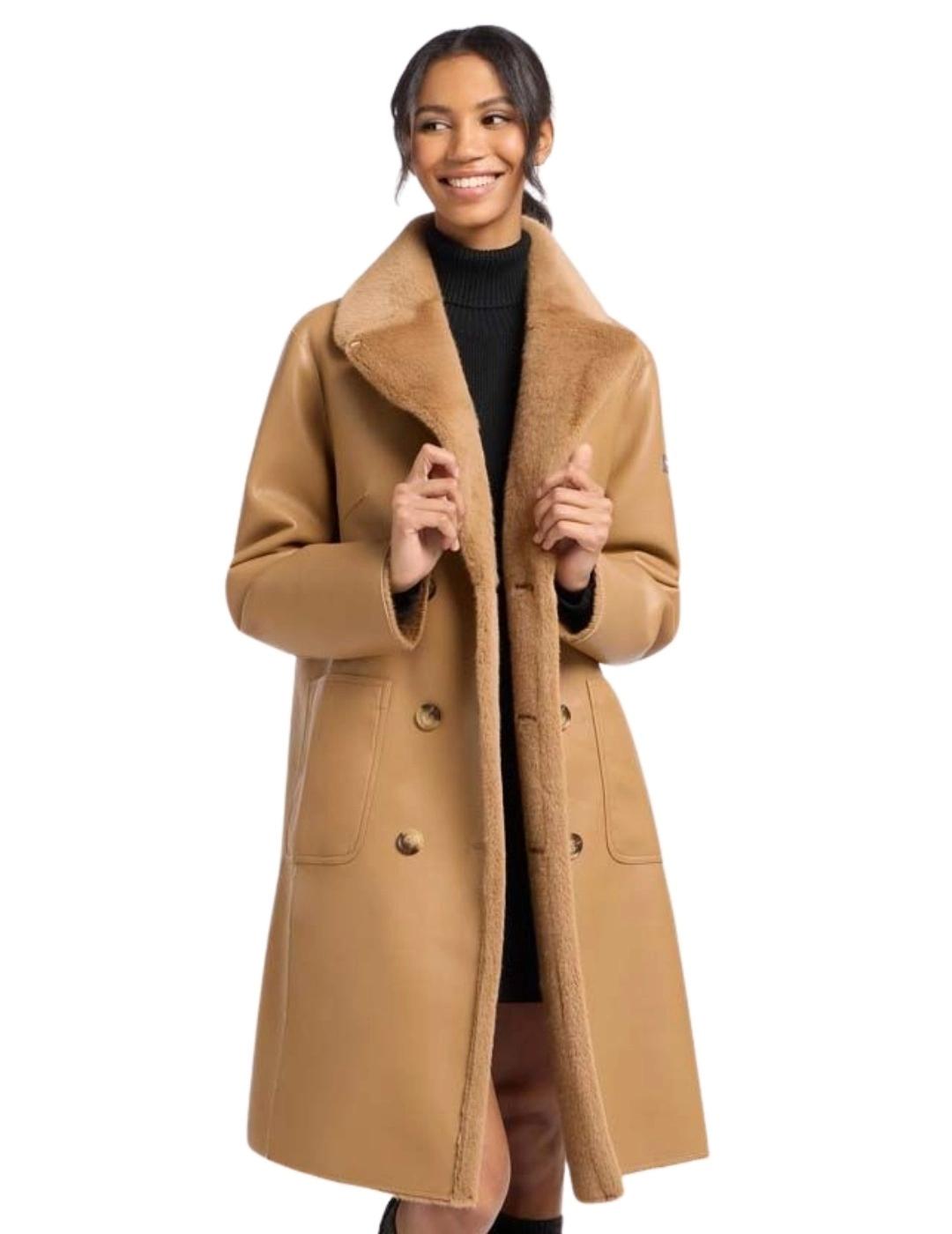 Frieda Abrigo Reversible Desert Beige de pelo