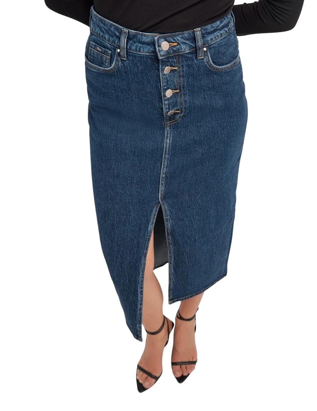 Gas Falda vaquera midi de mujer Stone Wash Dar