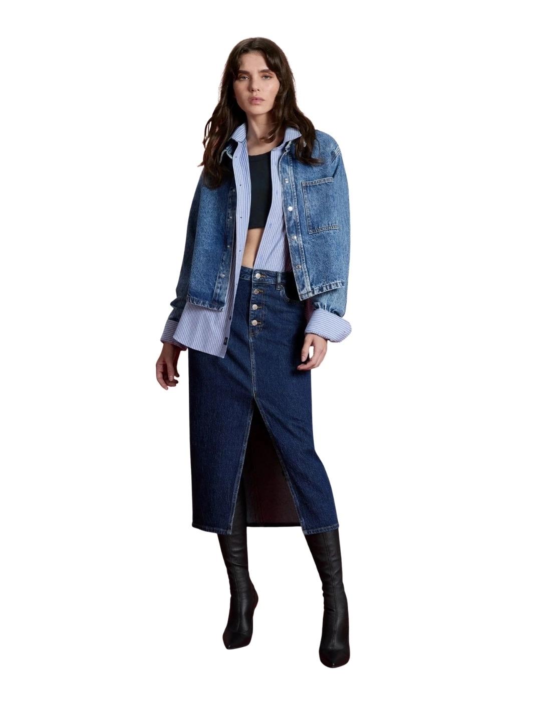 Gas Falda vaquera midi de mujer Stone Wash Dar