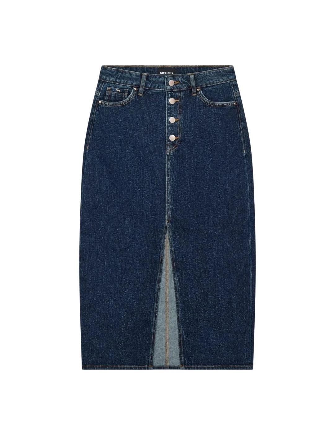 Gas Falda vaquera midi de mujer Stone Wash Dar