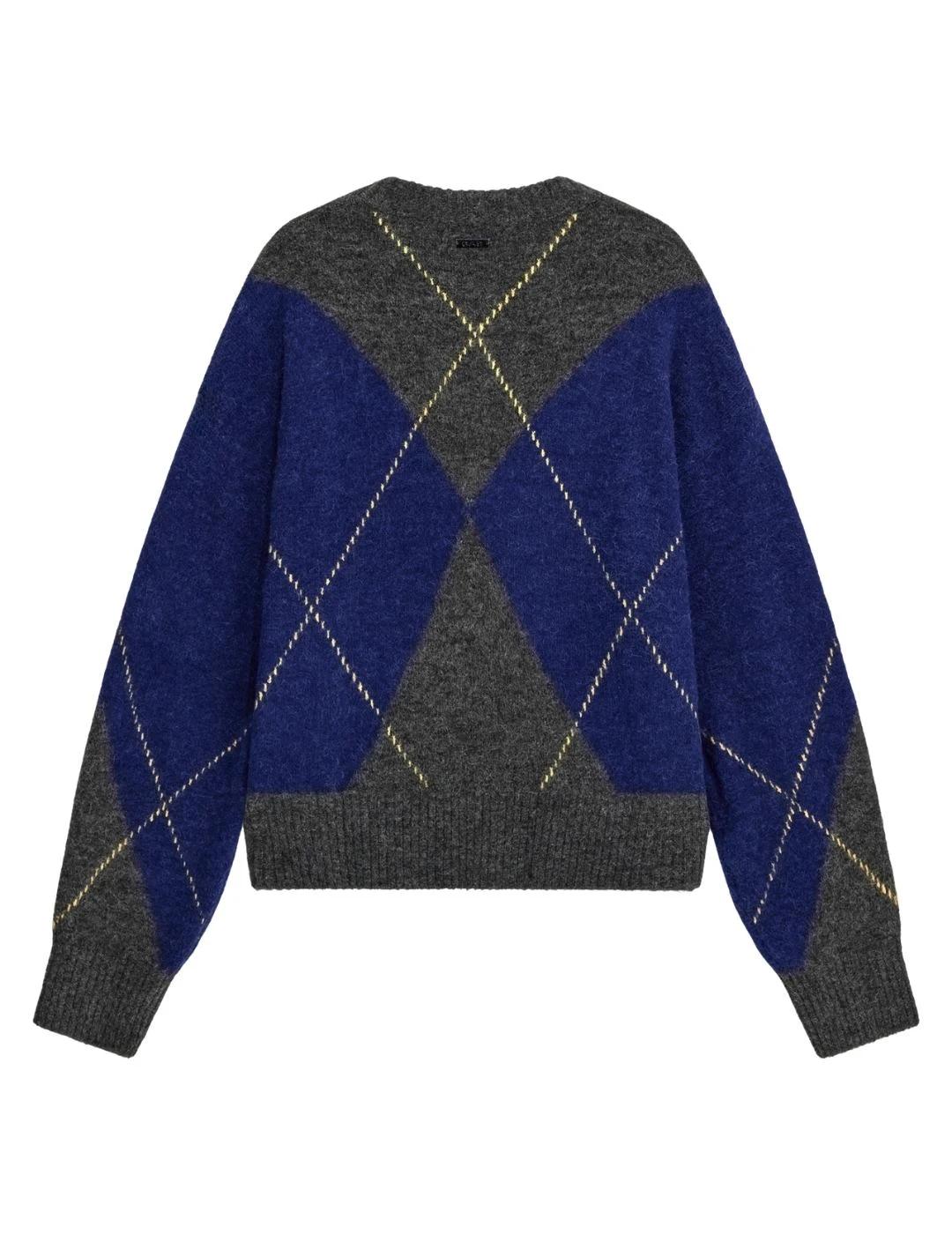 Gas Jersey de rombos Azul y gris para mujer