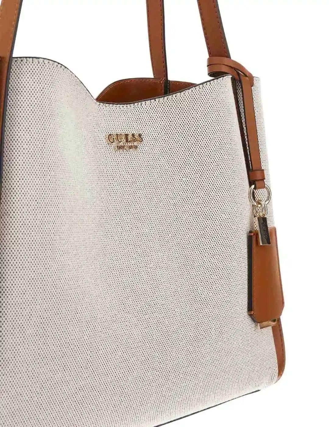 Guess Bolso al hombro Nicolette de lienzo Marrón