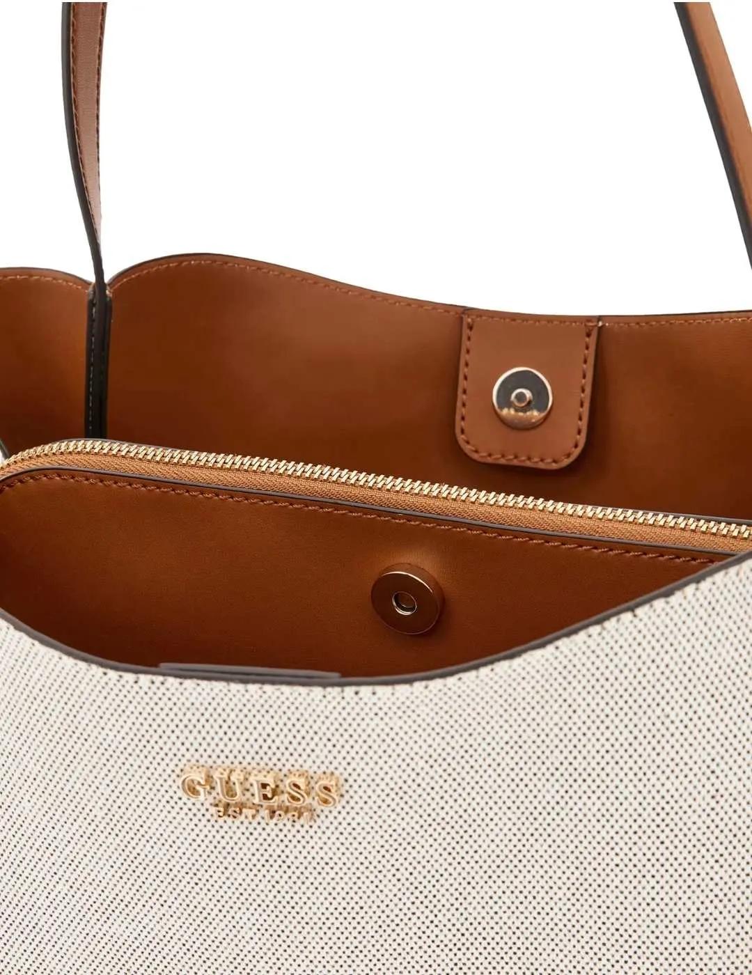 Guess Bolso al hombro Nicolette de lienzo Marrón