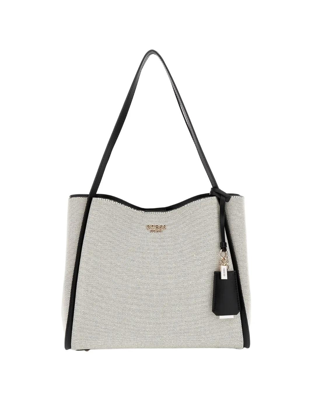 Guess Bolso al hombro Nicolette de lienzo Negro