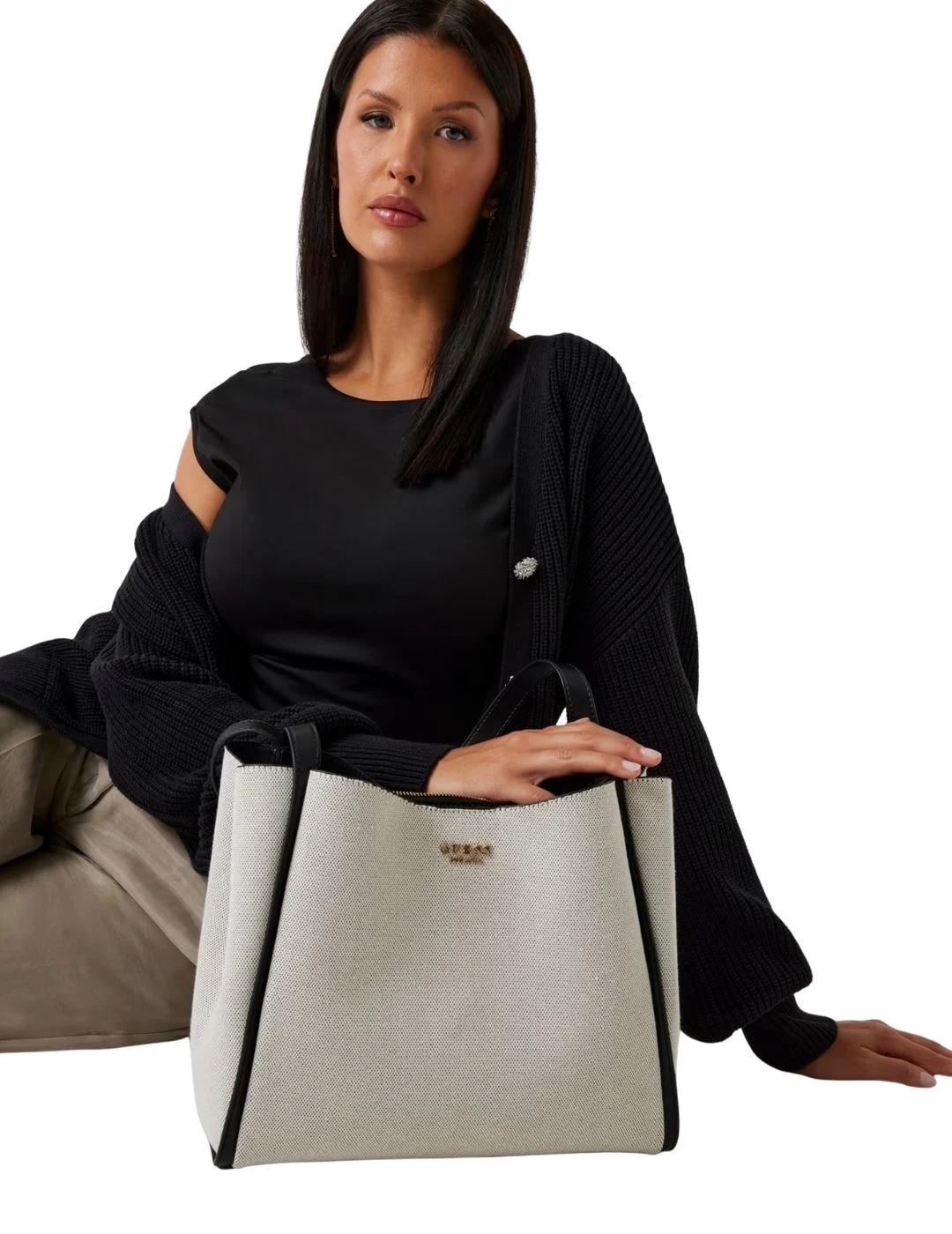 Guess Bolso al hombro Nicolette de lienzo Negro