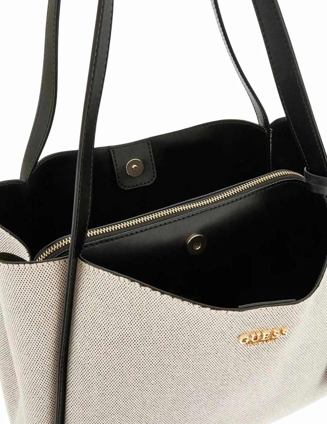 Guess Bolso al hombro Nicolette de lienzo Negro