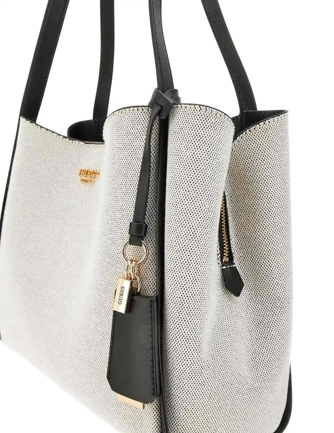 Guess Bolso al hombro Nicolette de lienzo Negro