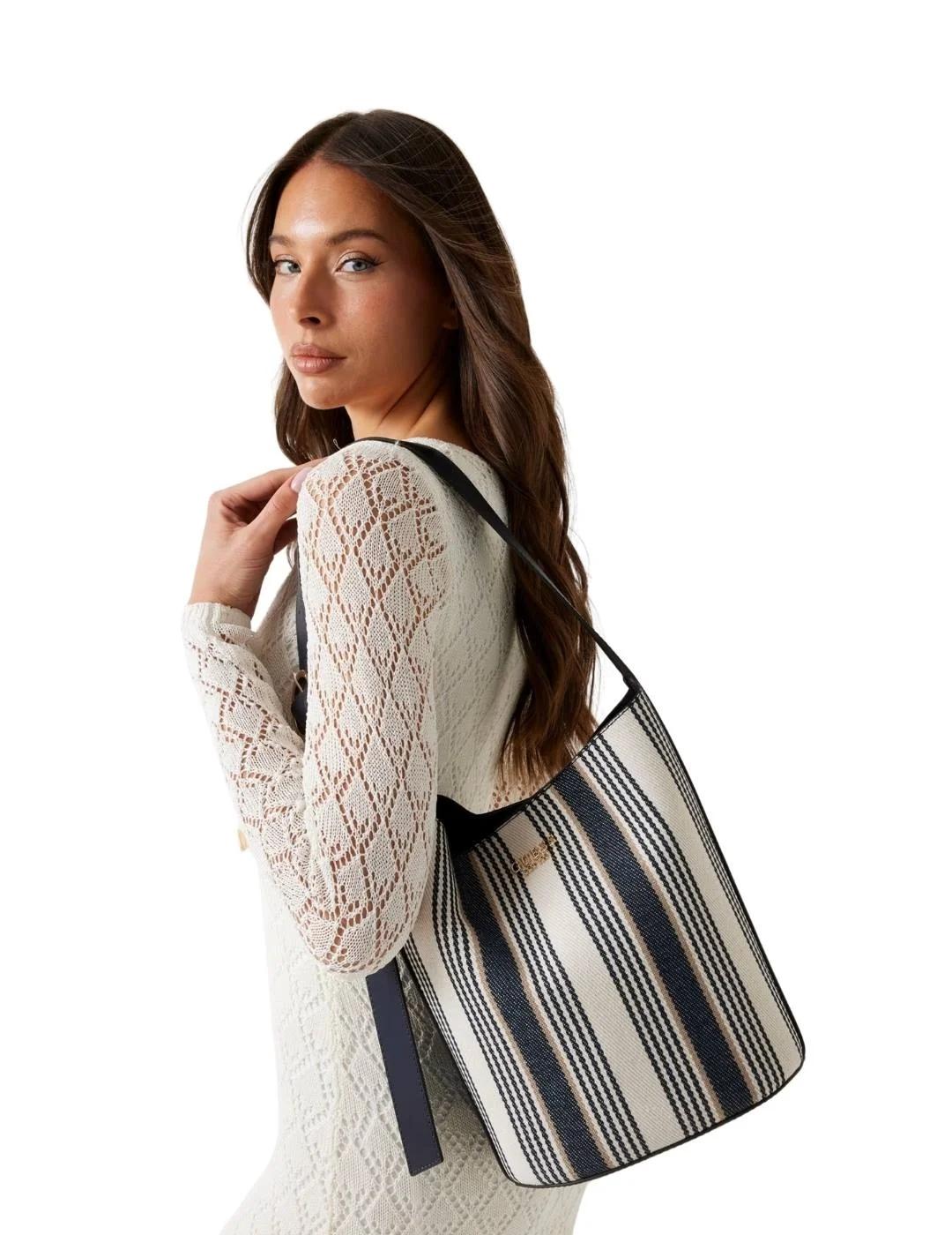 Guess Bolso al hombro Nicolette de lienzo Multi