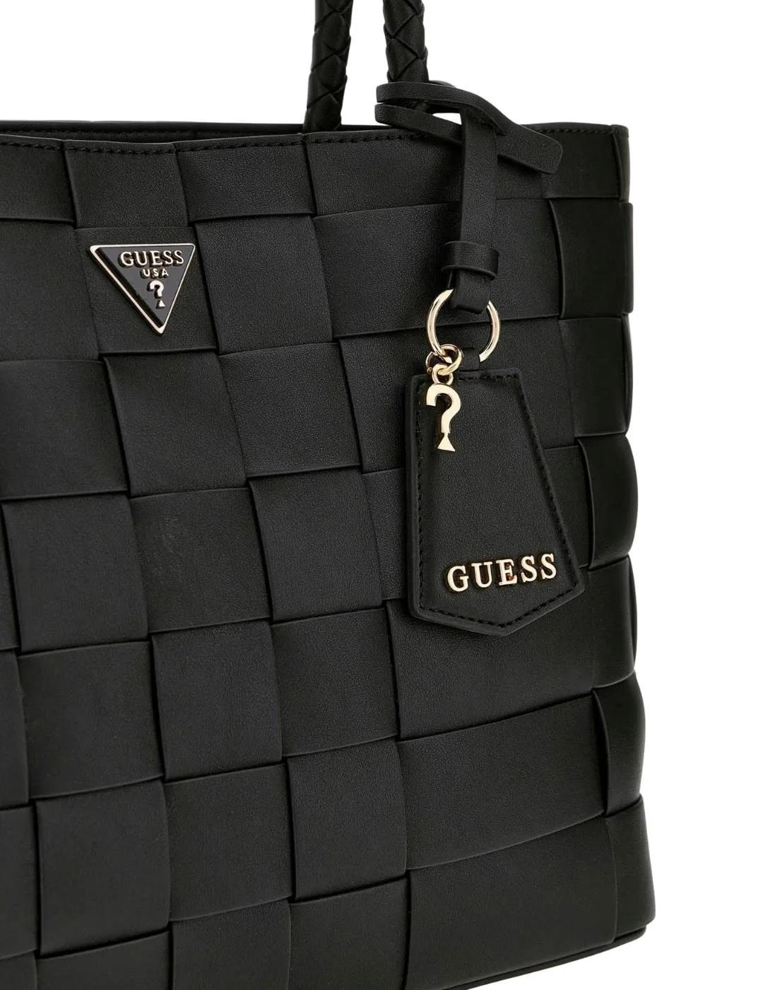 Guess Bolso Shopper Maylee trenzado Negro