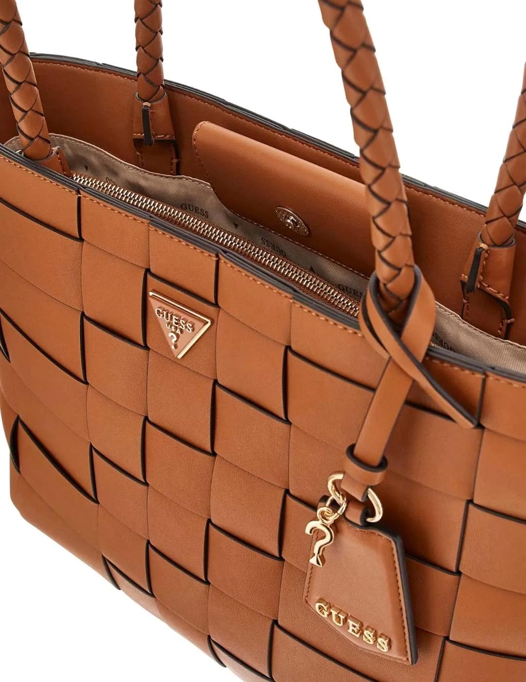 Guess Bolso Shopper Maylee trenzado Marrón