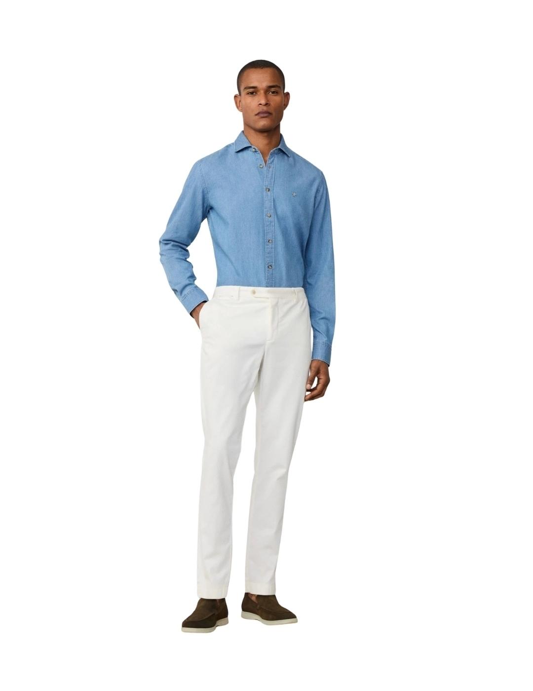 Hackett Camisa Dobby Light Denim Azul índigo