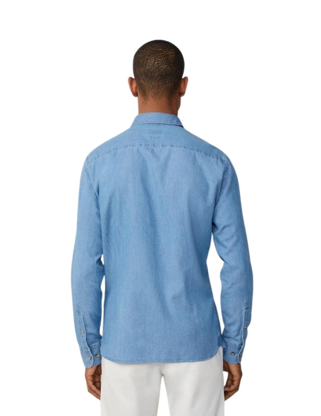 Hackett Camisa Dobby Light Denim Azul índigo
