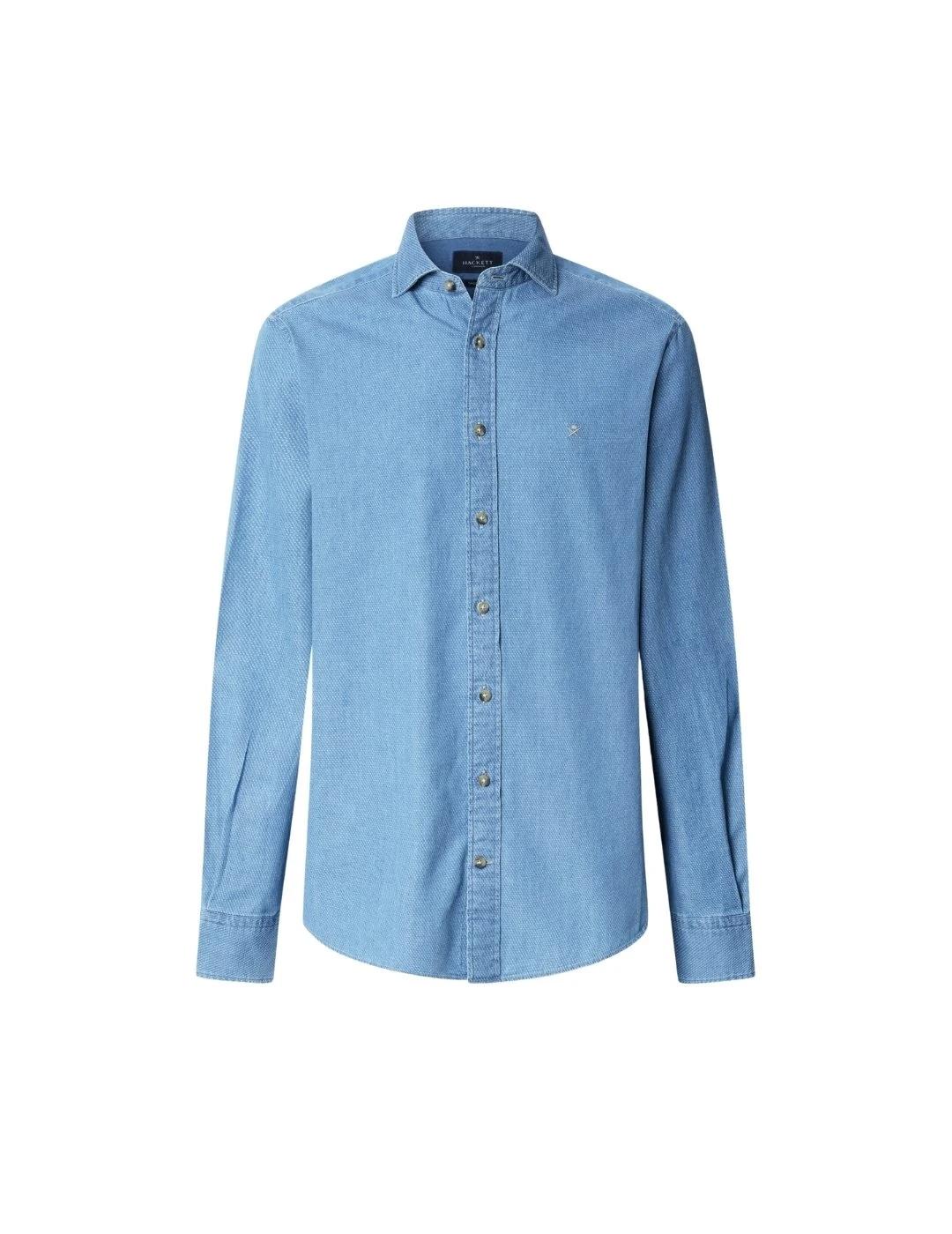 Hackett Camisa Dobby Light Denim Azul índigo
