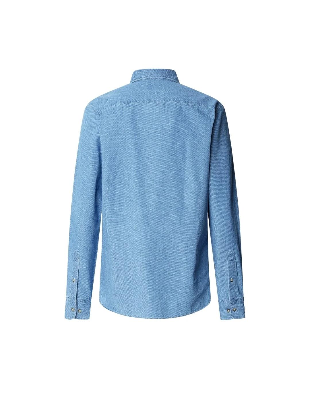 Hackett Camisa Dobby Light Denim Azul índigo