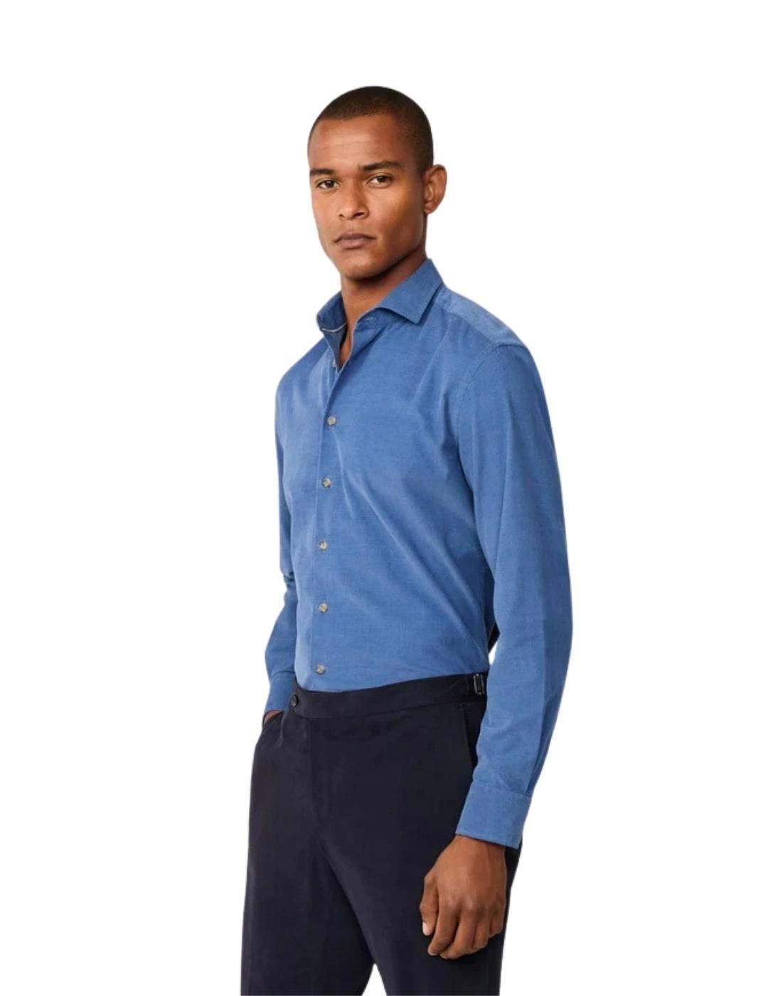 Hackett Camisa de pana canalé fit tailored Azul