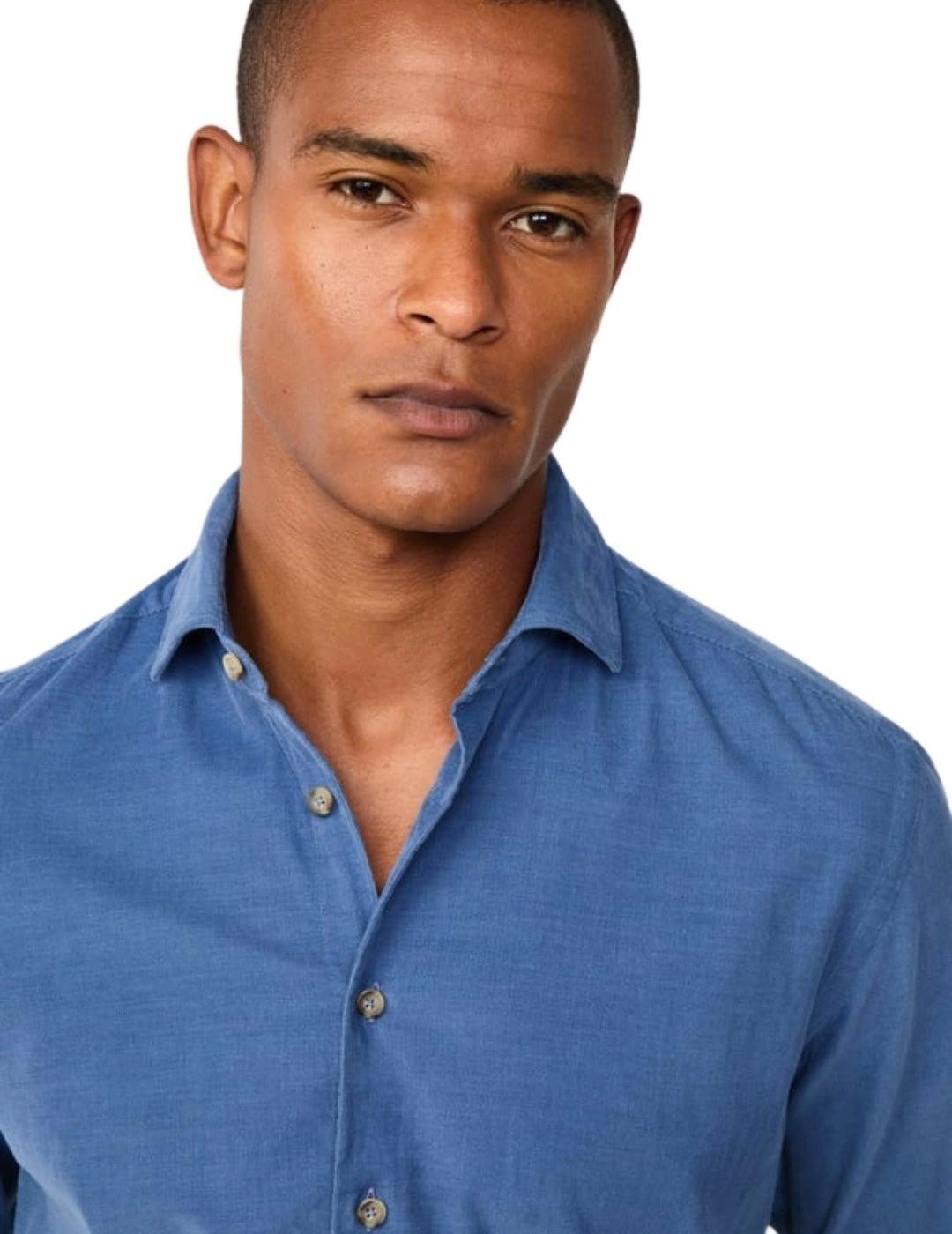 Hackett Camisa de pana canalé fit tailored Azul