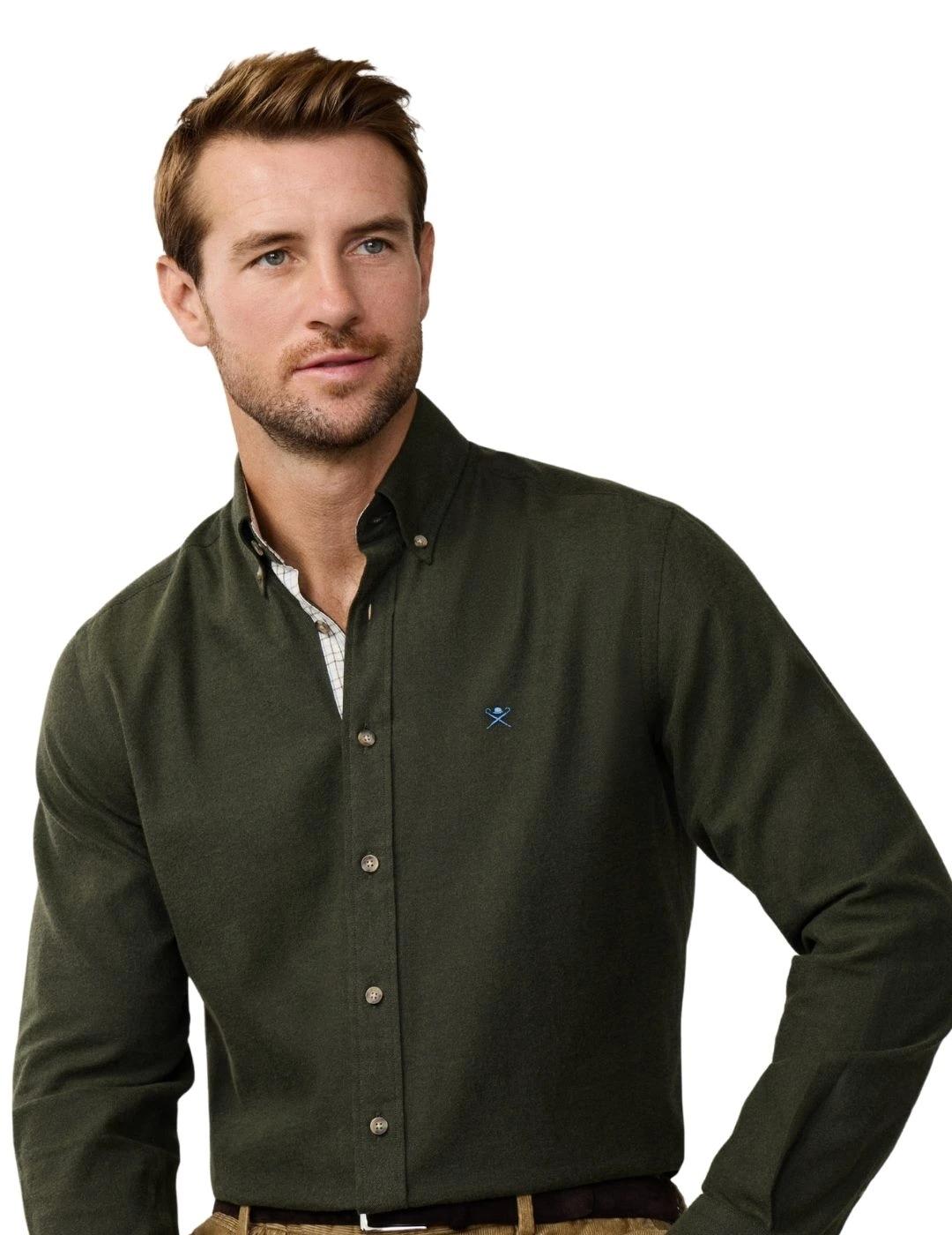 Hackett Camisa de franela Verde oscuro