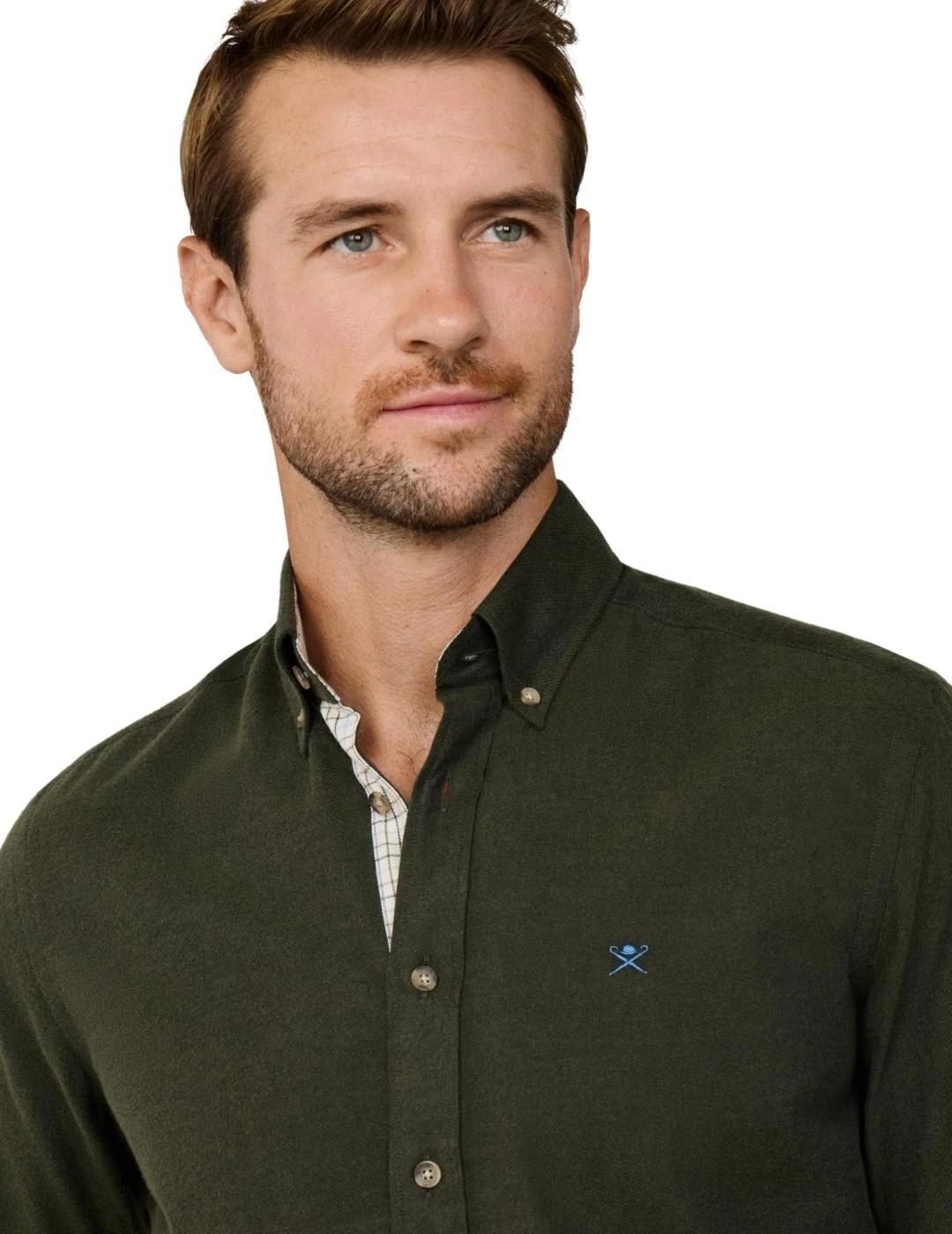 Hackett Camisa de franela Verde oscuro