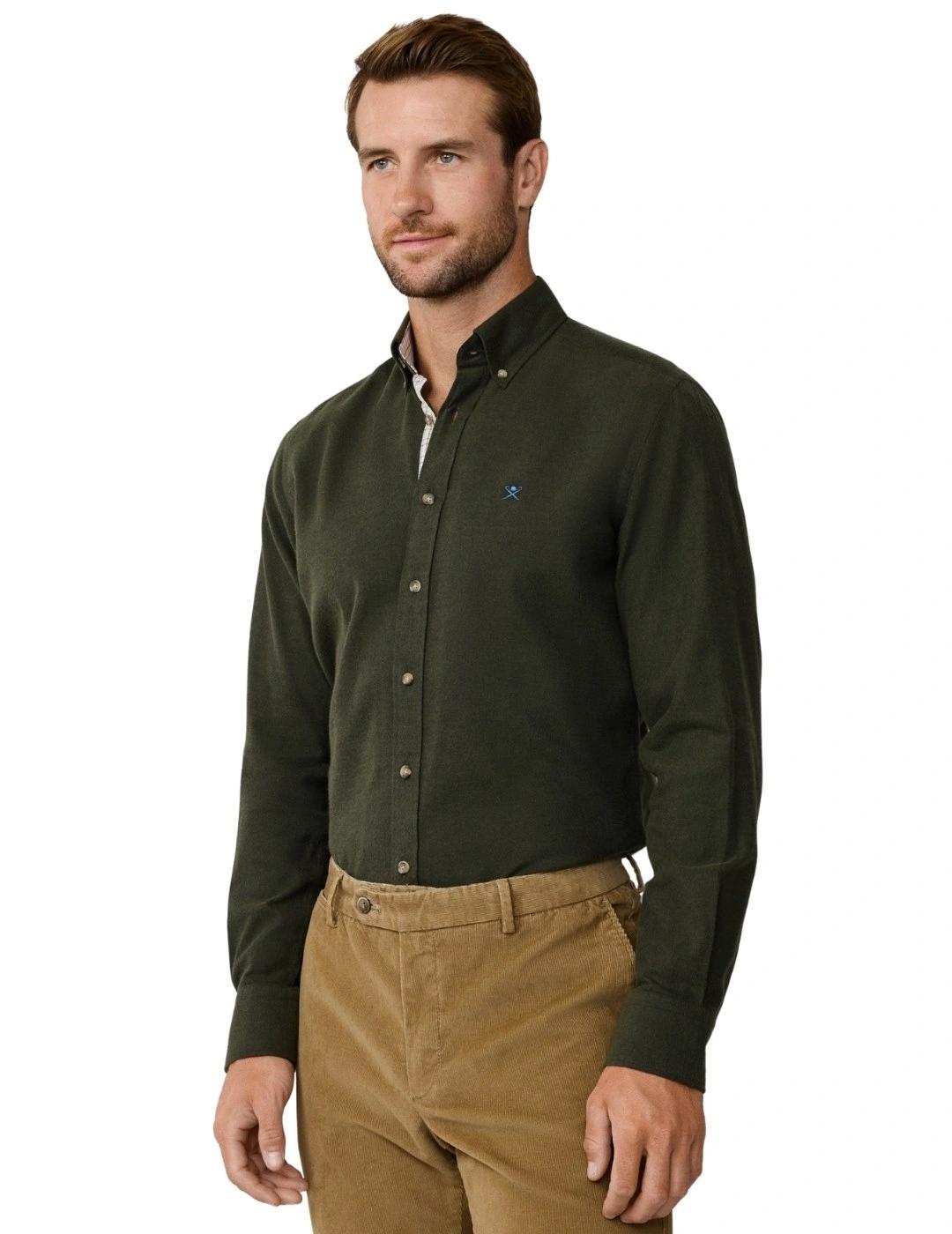 Hackett Camisa de franela Verde oscuro