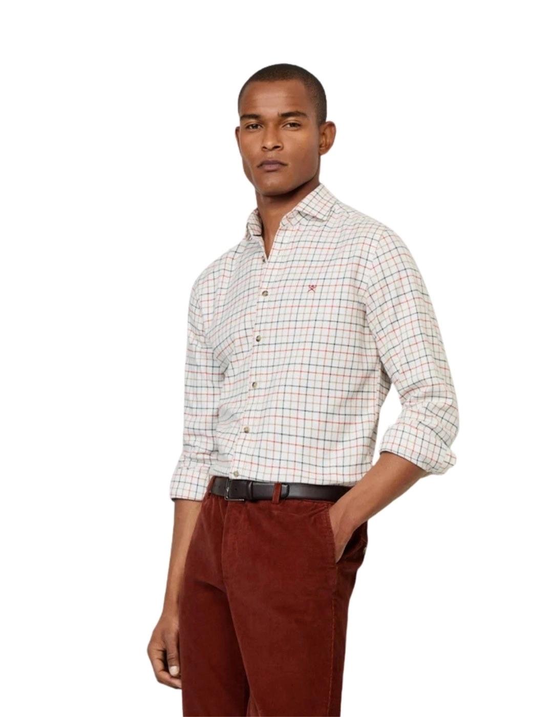 Hackett Camisa Blanca con cuadros de colores