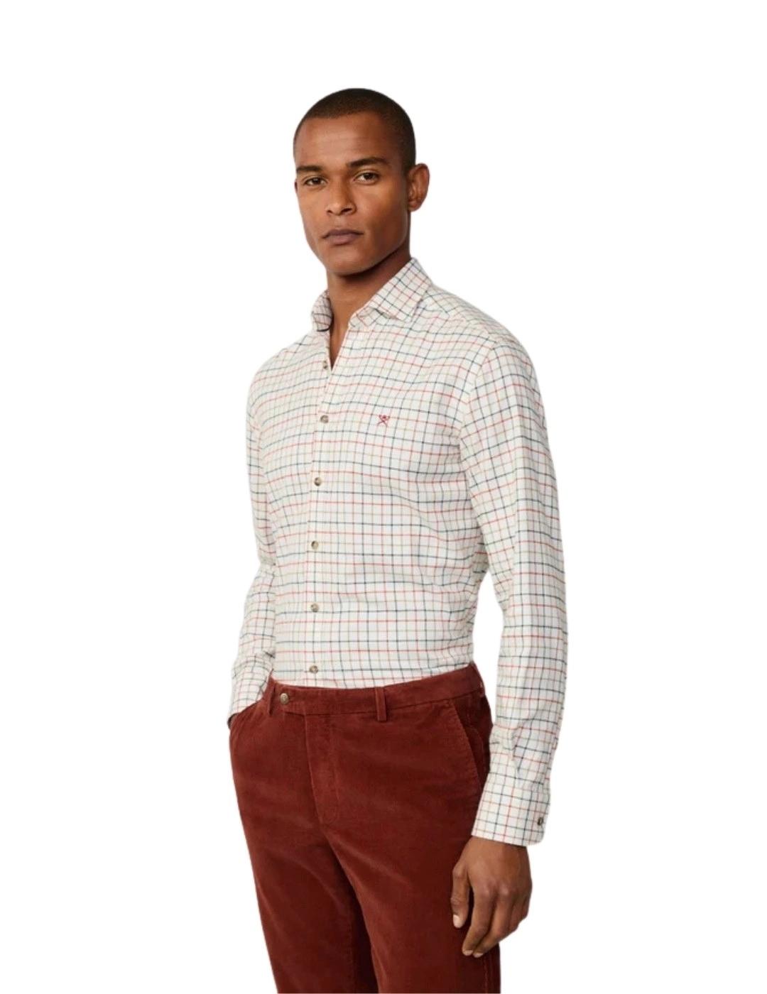 Hackett Camisa Blanca con cuadros de colores