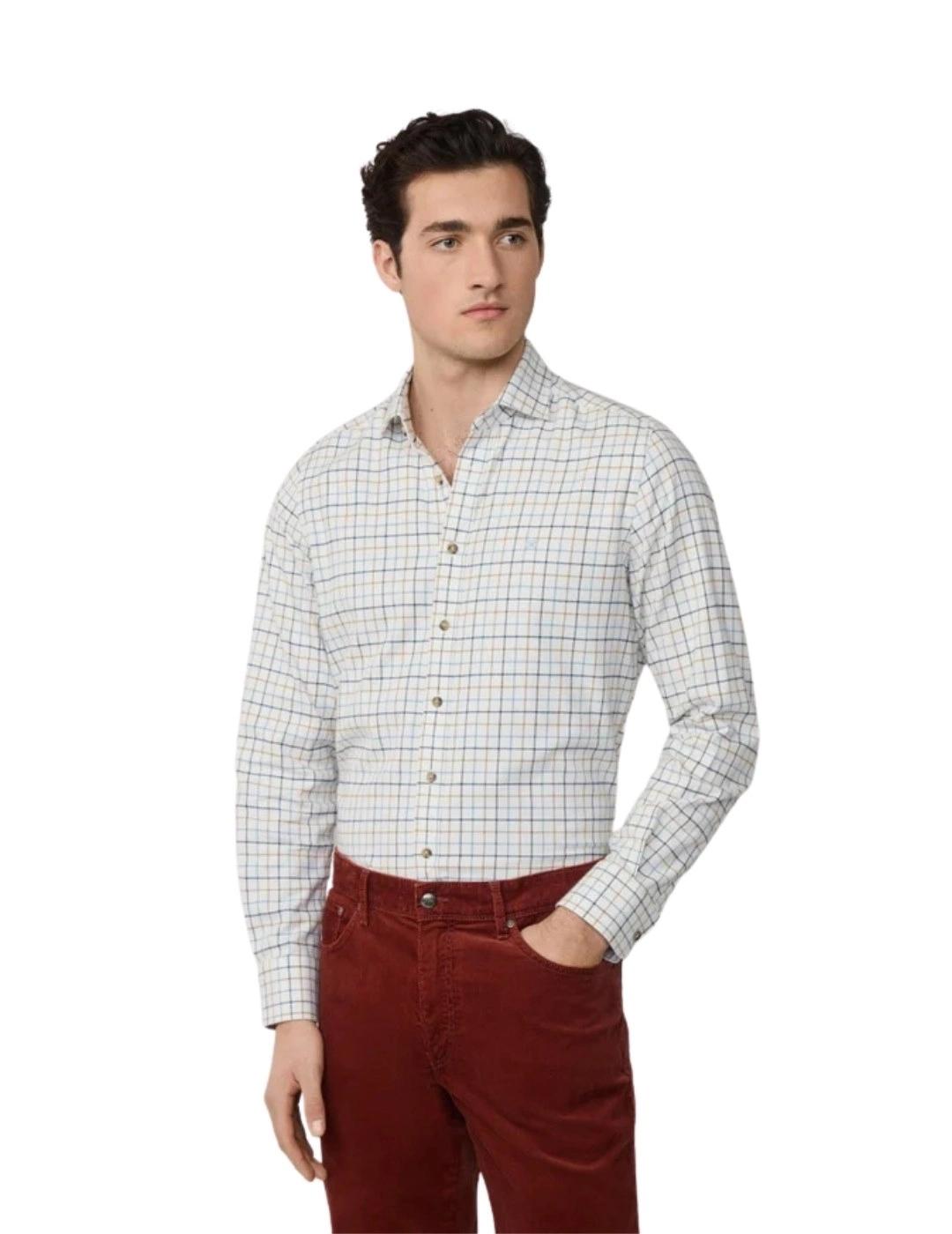 Hackett Camisa Blanca con cuadros de colores