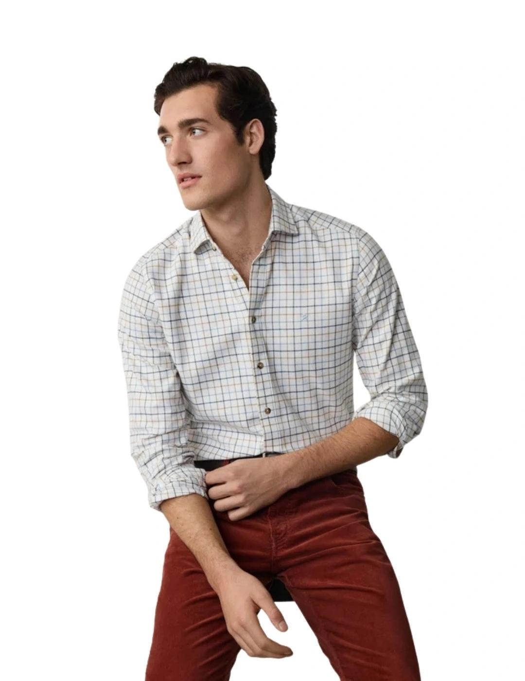 Hackett Camisa Blanca con cuadros de colores