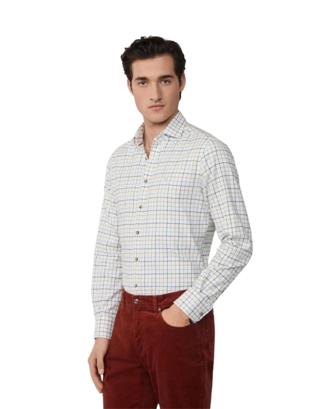 Hackett Camisa Blanca con cuadros de colores