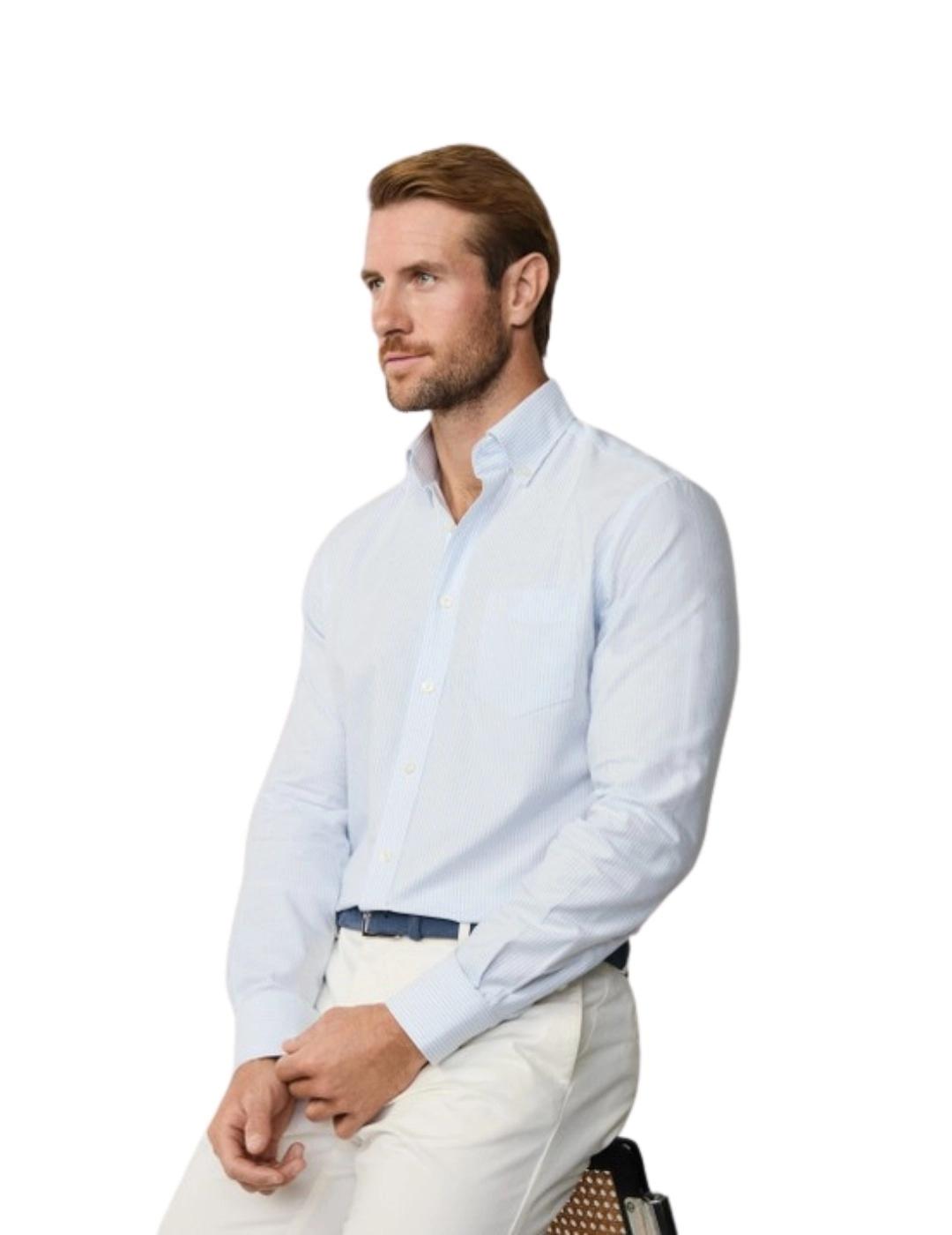 Hackett Camisa Azul cielo Rayas Oxford