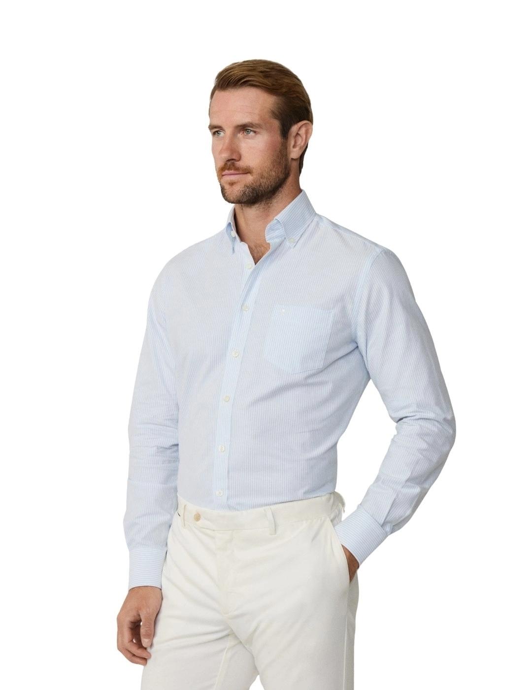 Hackett Camisa Azul cielo Rayas Oxford