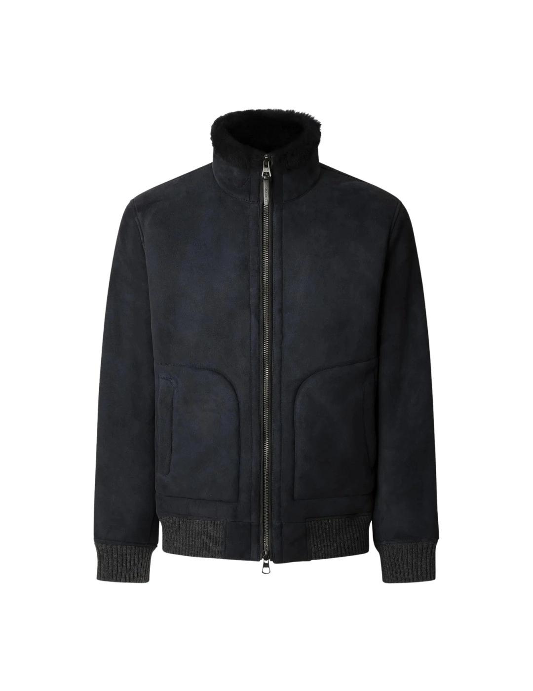 Hackett Cazadora Bomber Azul de piel de oveja