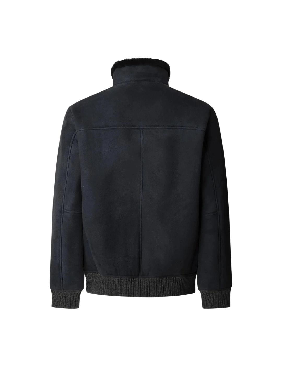 Hackett Cazadora Bomber Azul de piel de oveja