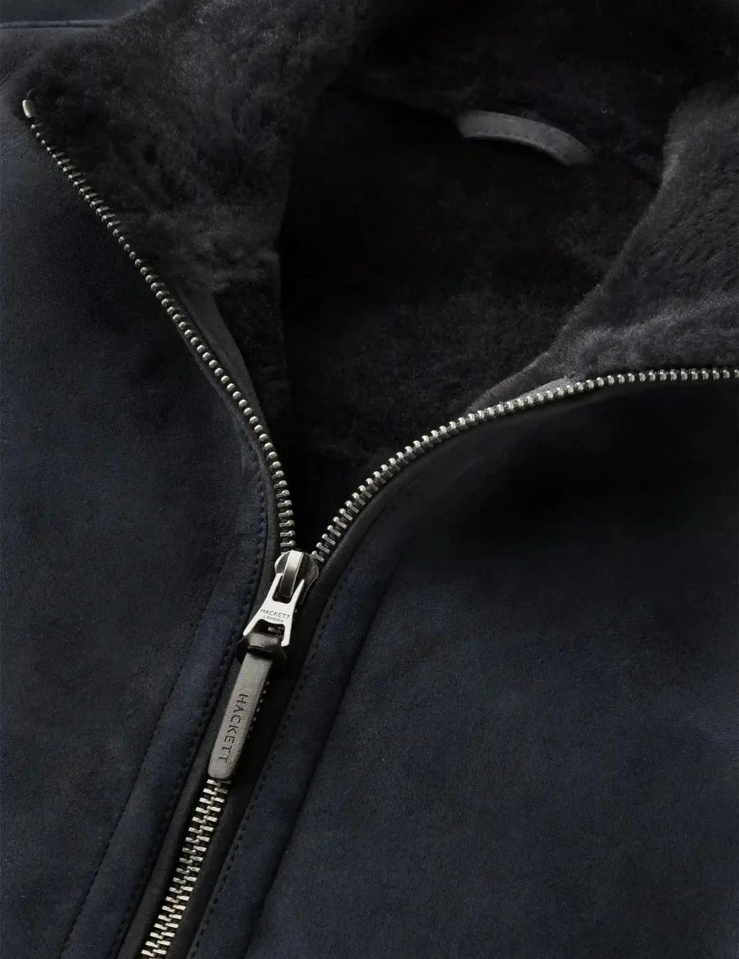 Hackett Cazadora Bomber Azul de piel de oveja