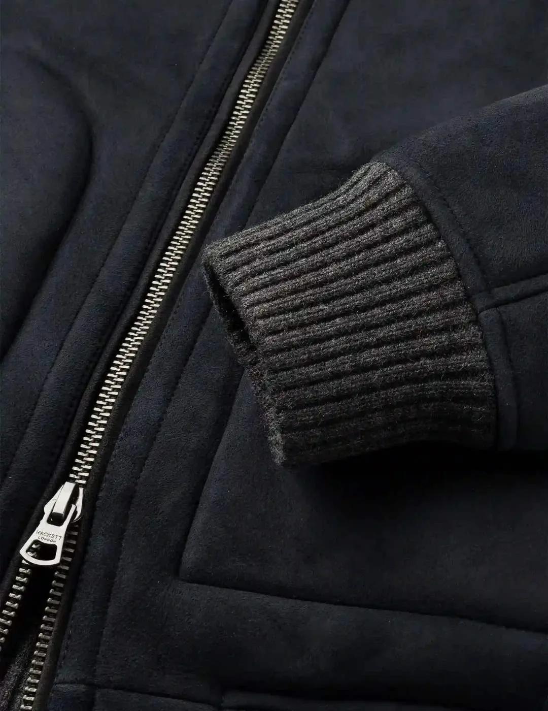 Hackett Cazadora Bomber Azul de piel de oveja