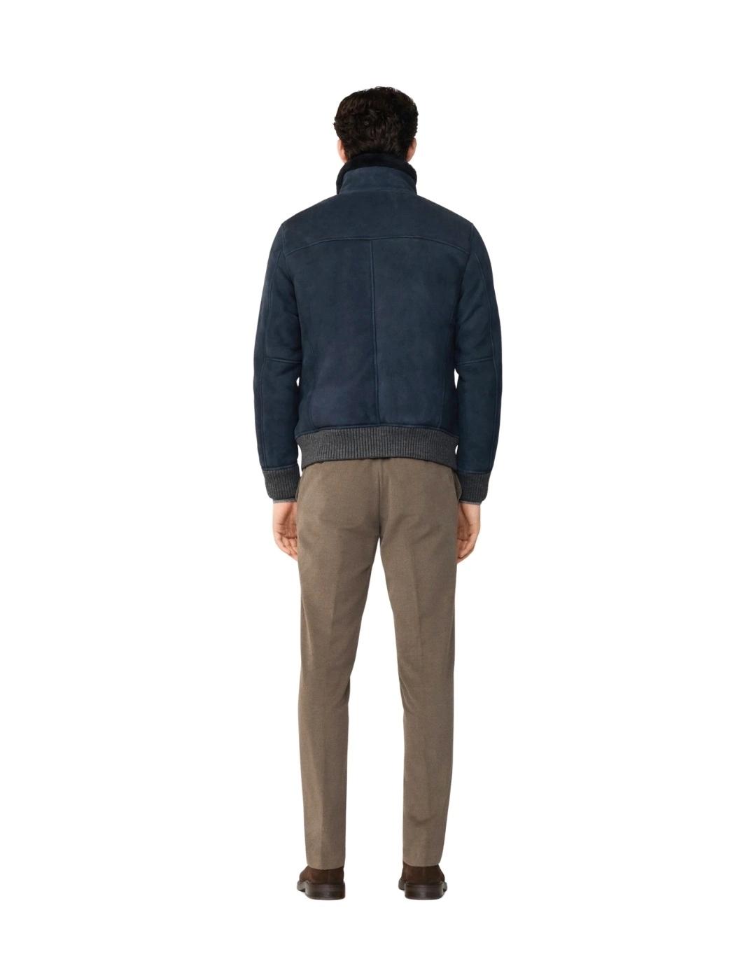 Hackett Cazadora Bomber Azul de piel de oveja