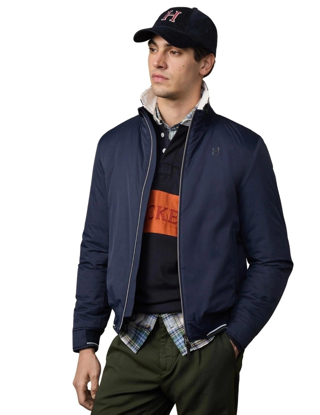 Hackett Chaqueta Bomber con logo Azul oscuro