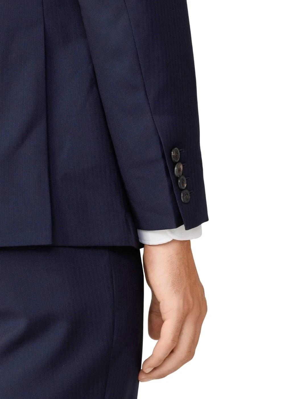 Hackett Traje de lana espiga doble botonadura