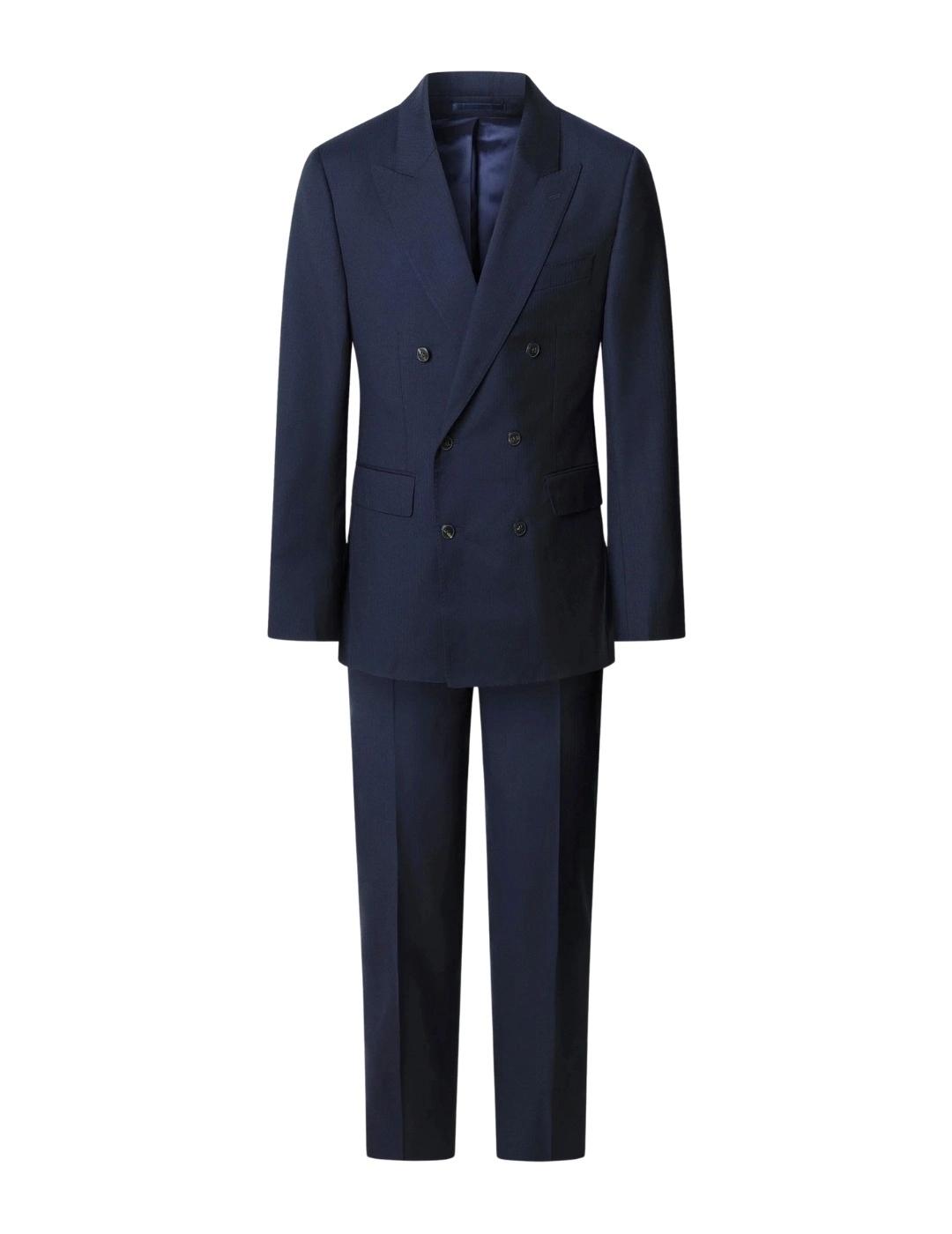 Hackett Traje de lana espiga doble botonadura