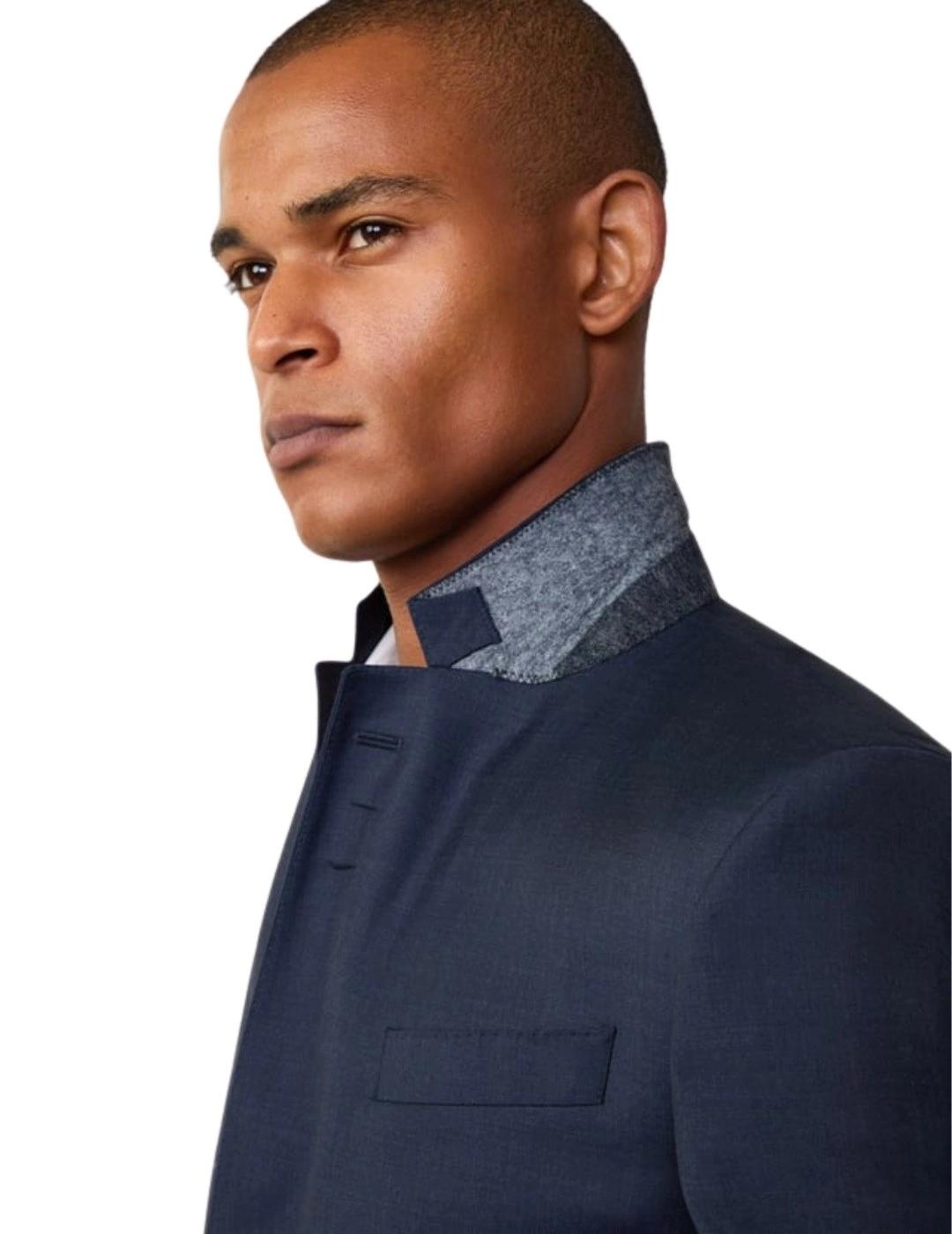 Hackett Traje de lana Sharkskin Azul oscuro