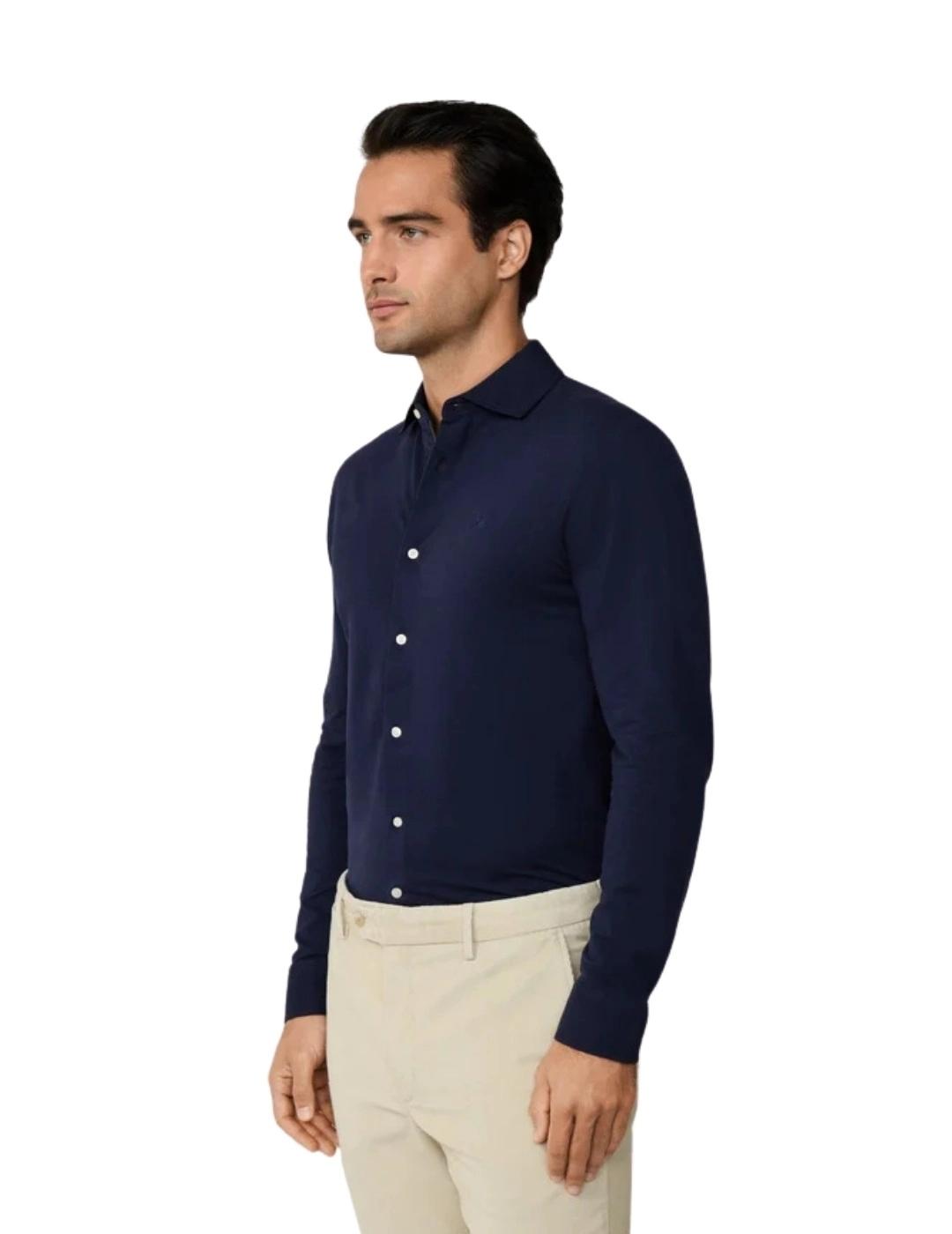 Hackett Polo con botones Azul tinta