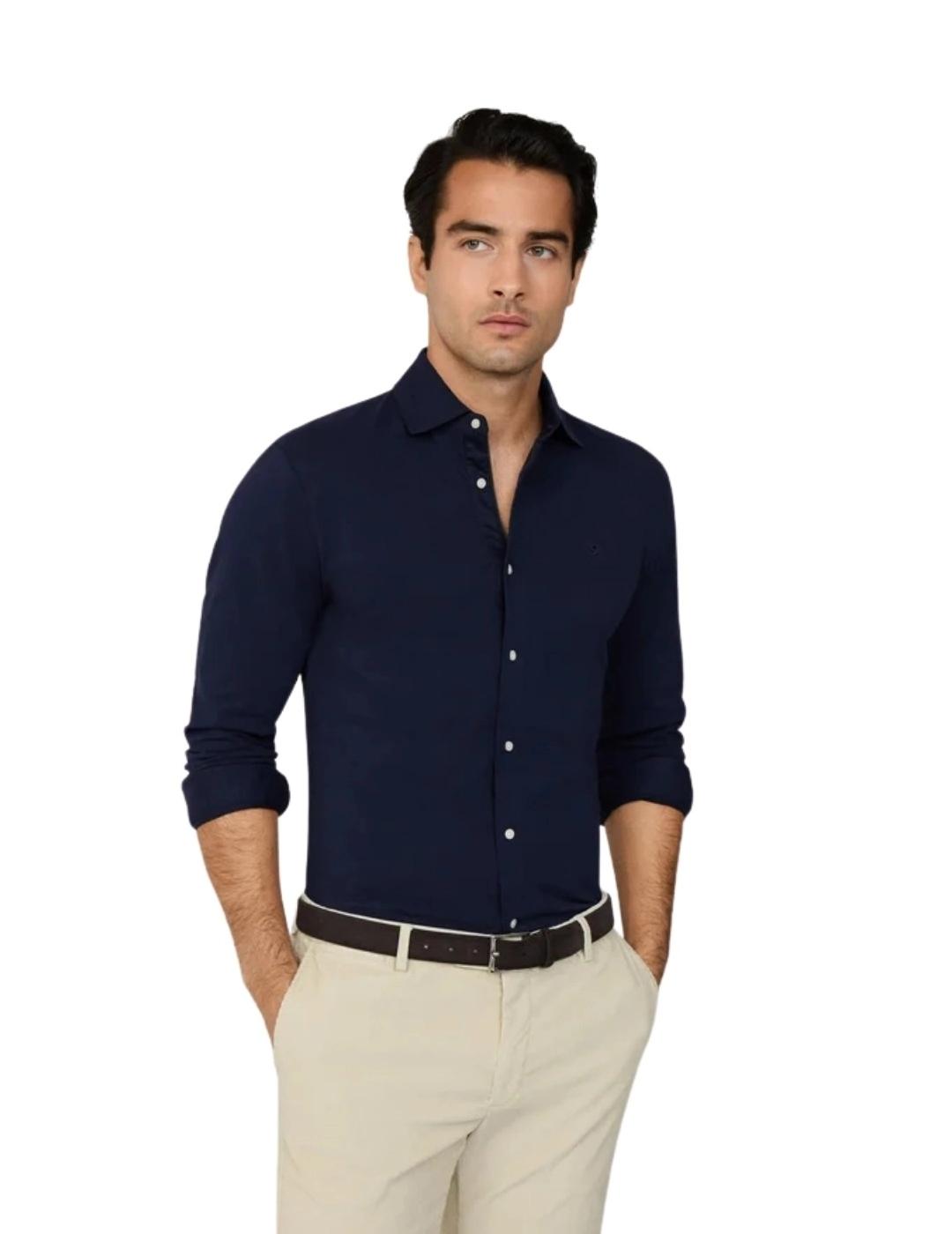 Hackett Polo con botones Azul tinta