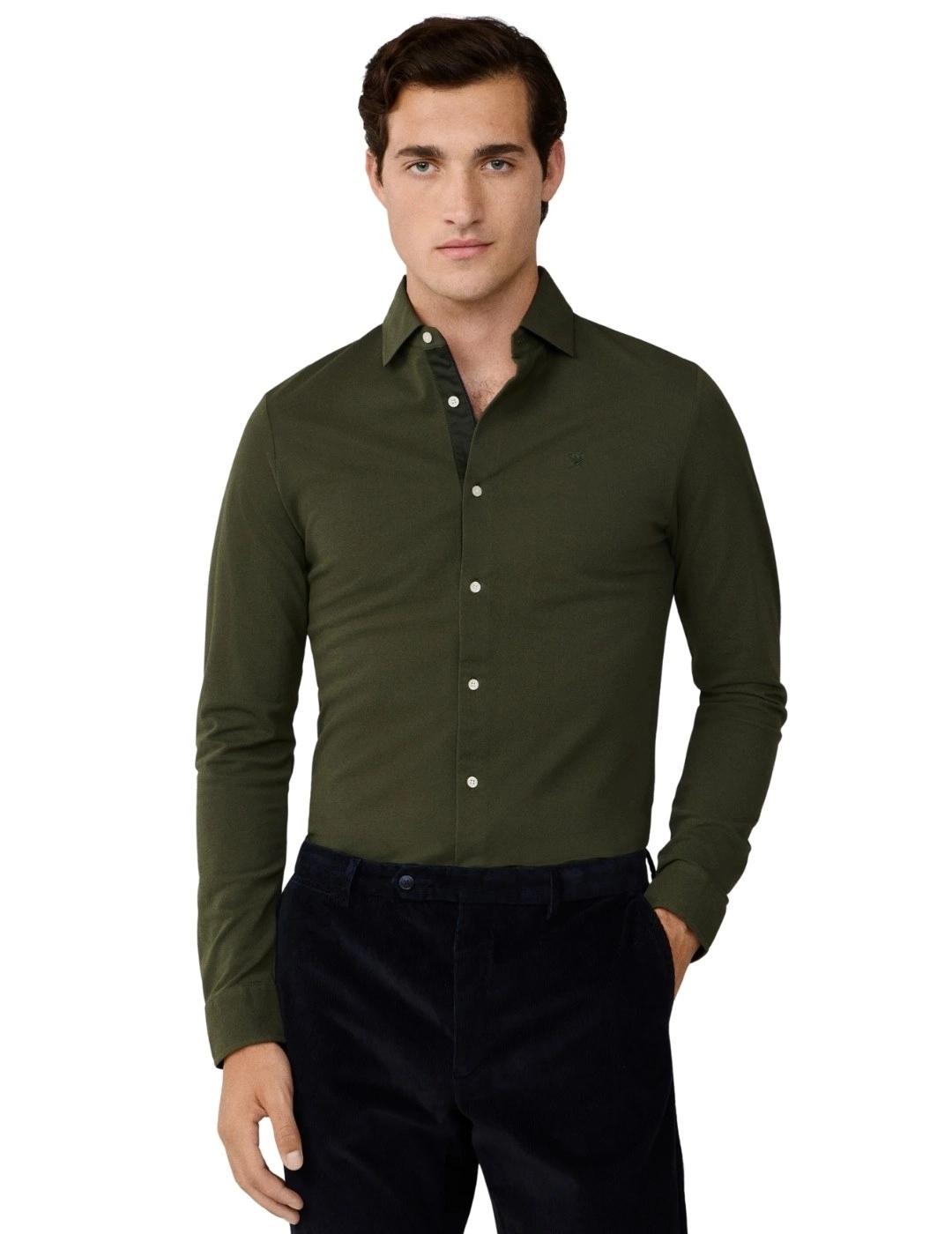Hackett Polo con botones Verde oscuro