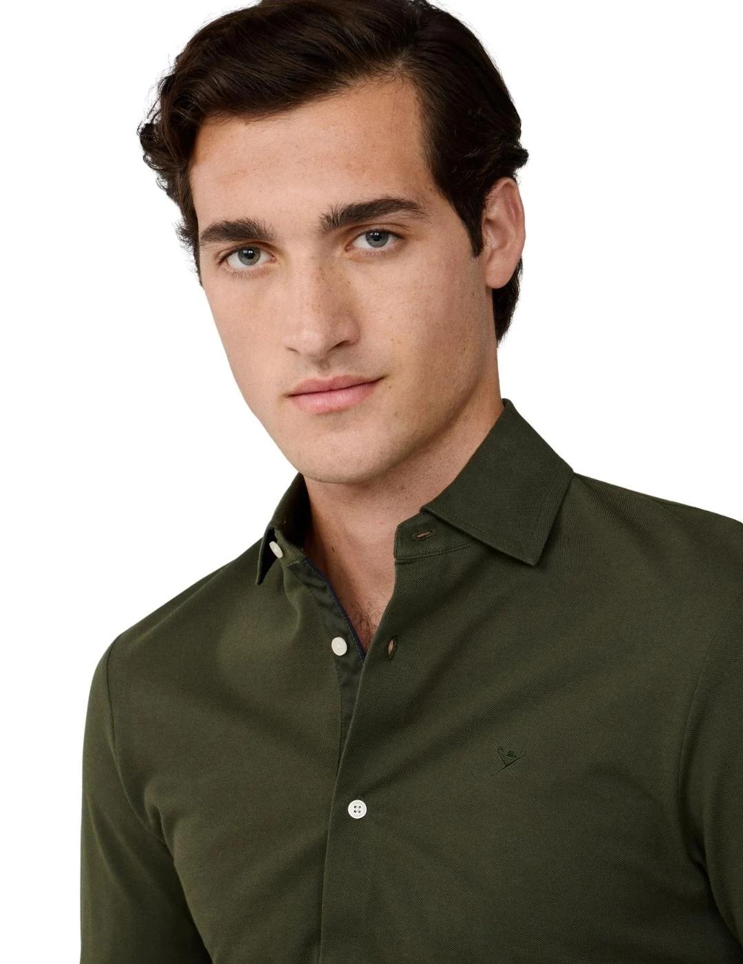 Hackett Polo con botones Verde oscuro