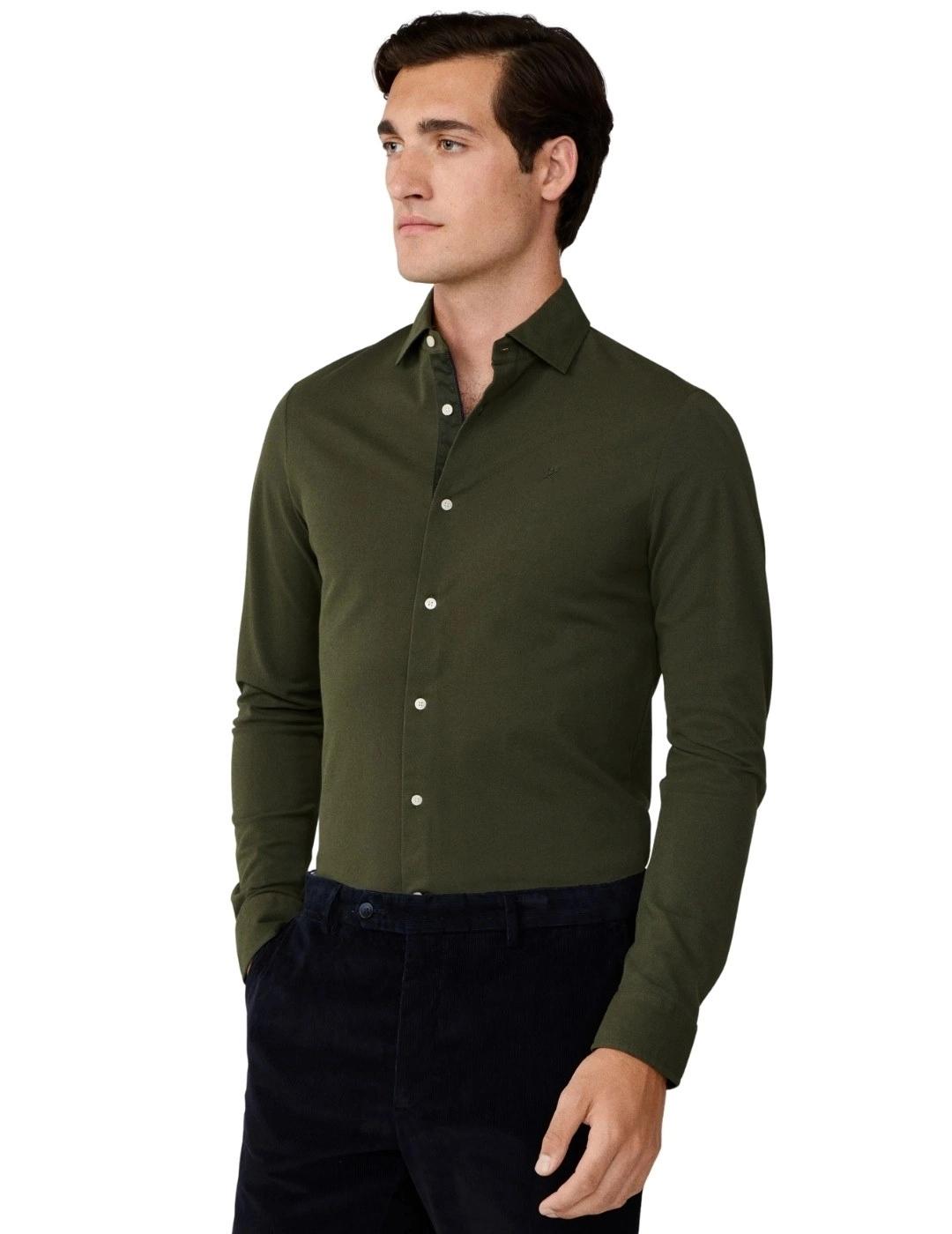 Hackett Polo con botones Verde oscuro