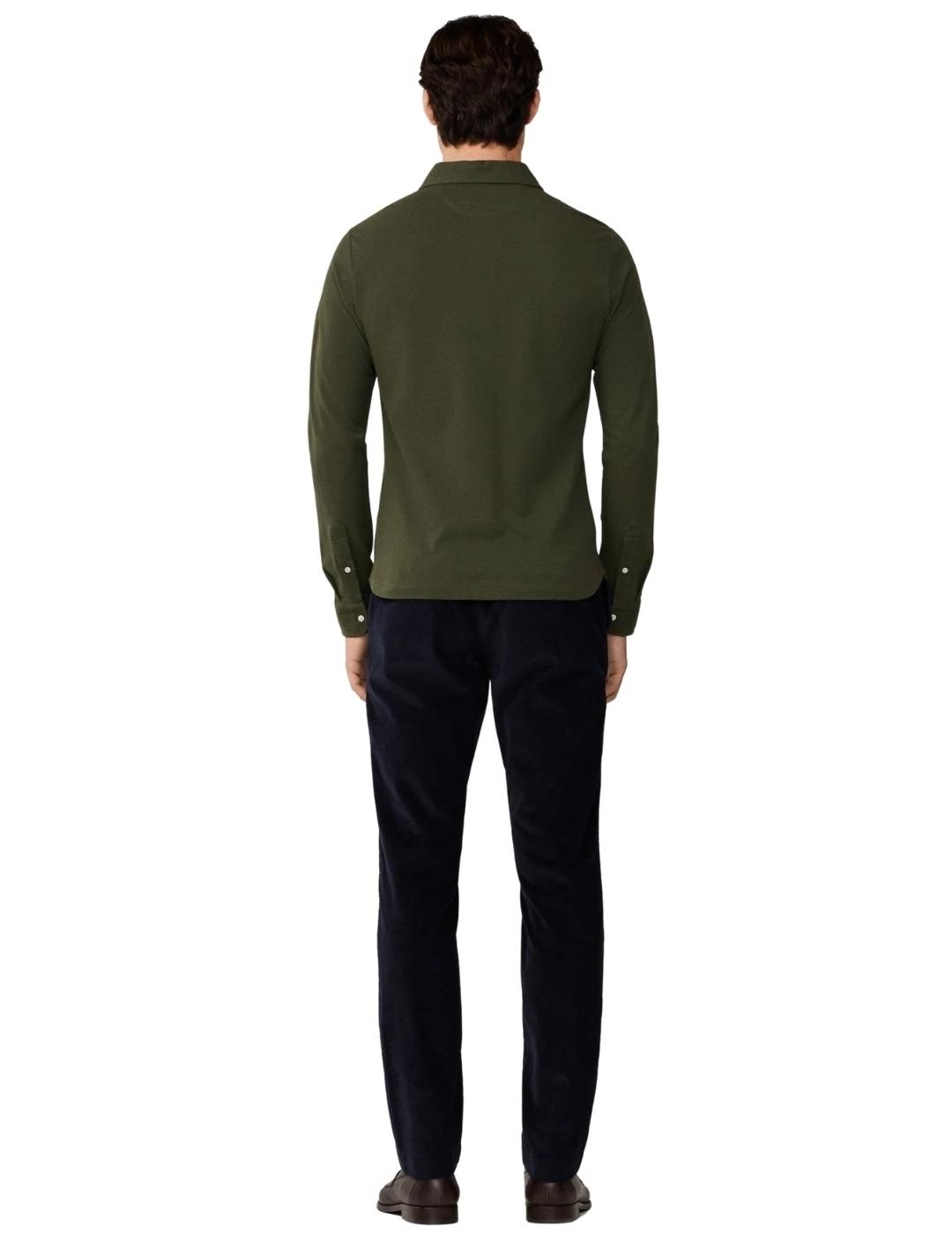 Hackett Polo con botones Verde oscuro