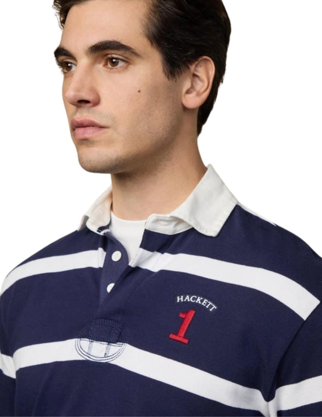 Hackett Polo Rayas Azul marino y blanco Heritage