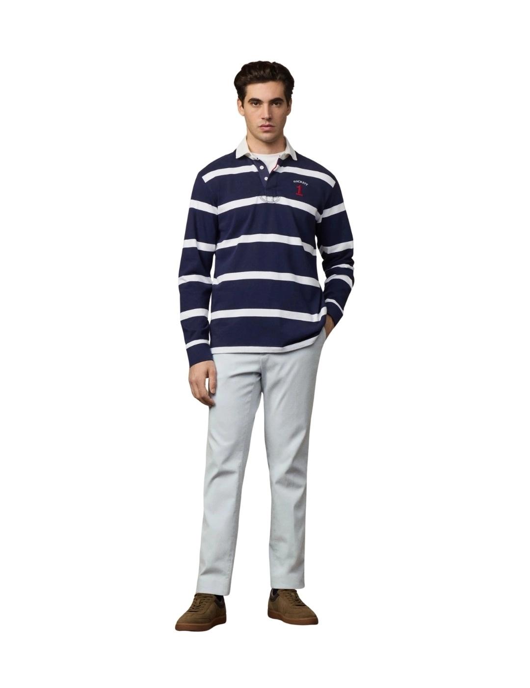 Hackett Polo Rayas Azul marino y blanco Heritage